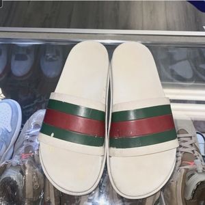Authentic GUCCI Men's Web Slide Sandal In White Rubber Size 9G 10US